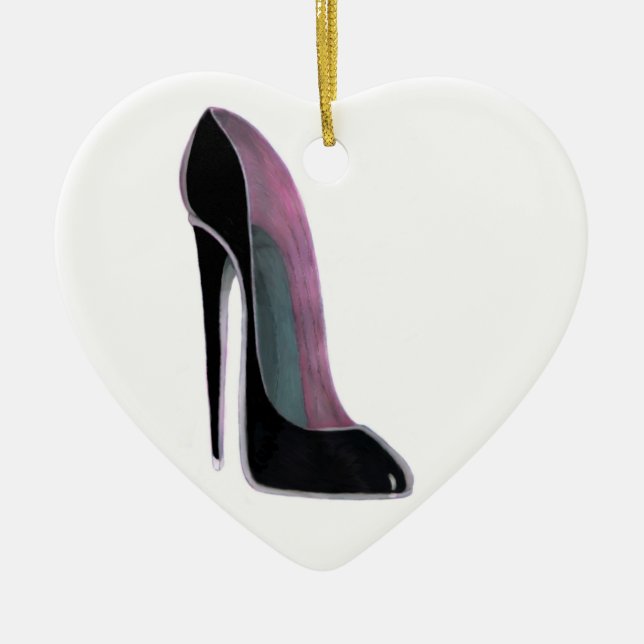 Ornement stylet noir de coeur de chaussure (Devant)