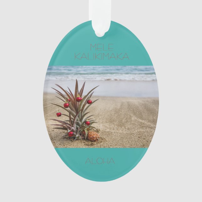 Ornement tropical de Noël d'ananas de plage (devant)