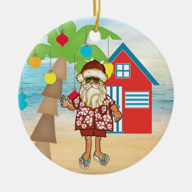 Ornement tropical de Noël de Père Noël (Devant)