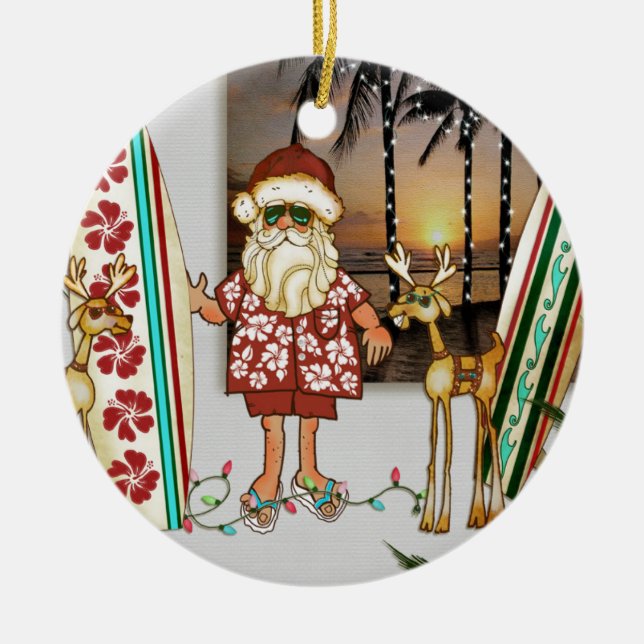 Ornement tropical de Noël de Père Noël avec le (Devant)