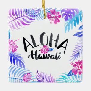 Ornement tropical d'Hawaï d'aquarelle Aloha