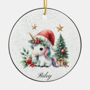 Ornement Unicorne de Noël personnalisé