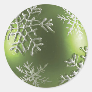 Ornement vert avec Sticker Snowflakes