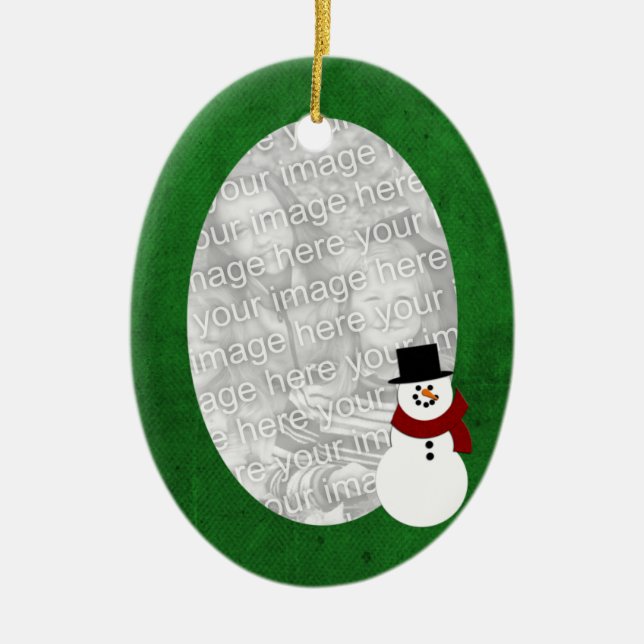Ornement vert de bonhomme de neige de cadre (Devant)