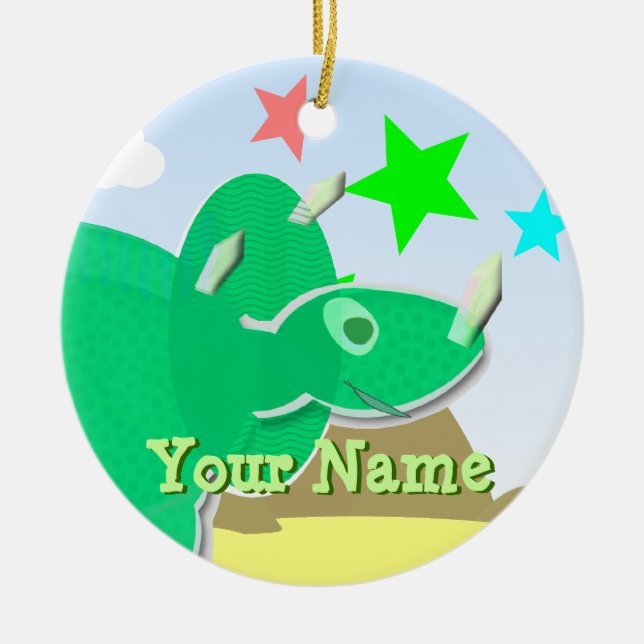 Ornement vert de nom de dinosaure de bande (Devant)