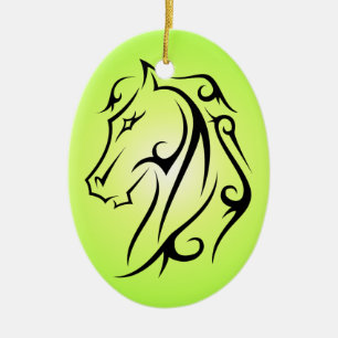 Ornement vert de symbole de noir de tête de cheva