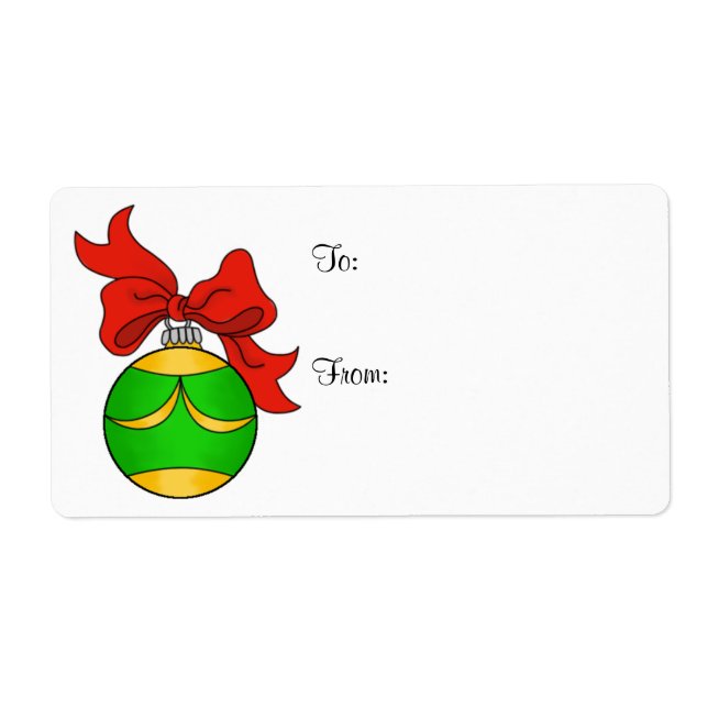 Ornement Vert & Or - Étiquette Cadeau - Grand (Devant)
