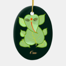 Ornement vert ovale de Ganpati de feuille de l'OM