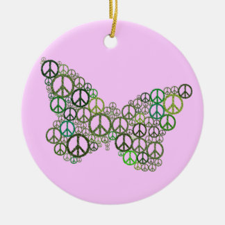 Ornement vert rose de papillon de paix