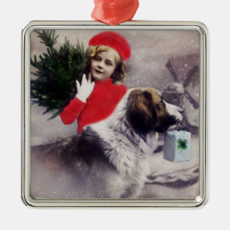 Ornement vintage de Noël de St Bernard de chien