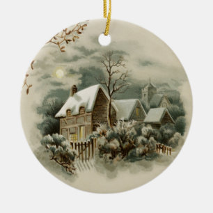 Ornement vintage de pays d'hiver de Noël