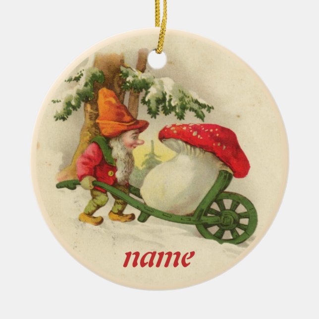 Ornement vintage d'Elf de Noël (Devant)