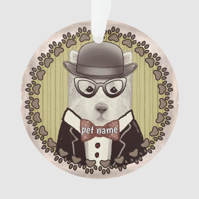 Ornement West Highland Terrier portant des lunette (devant)