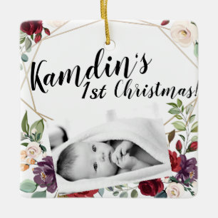 Ornement XMAS pour bébé personnalisé Roses blanche
