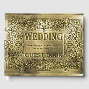 Ornemental Or Embossé Mariage Look Livre d'invité