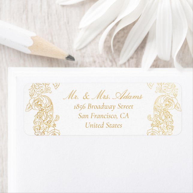 Ornements baroques d'or pré-adressés Retour (En situation)