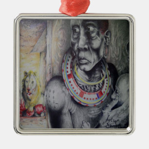 Ornements Carrés de luxe Hakuna Matata Lion- Masai