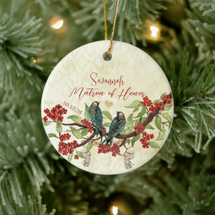 Ornements de demoiselle d'honneur oiseaux vintage