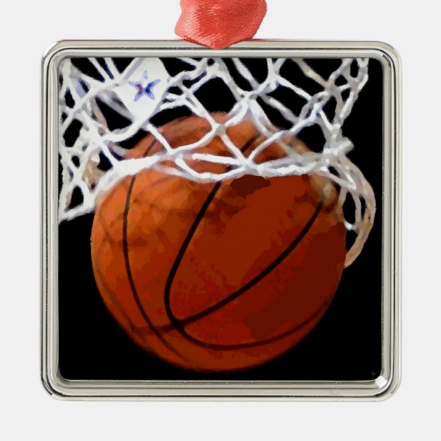 Ornements de Noël de basket-ball chic moderne (Devant)