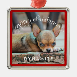 Ornements de Noël de chien personnalisés Métal Pho