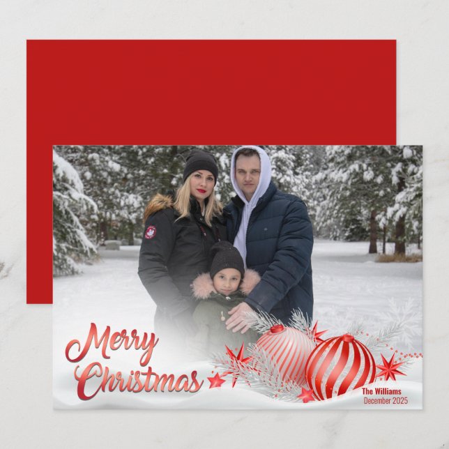 Ornements de Noël de famille Carte photo de vacanc (Devant / Derrière)