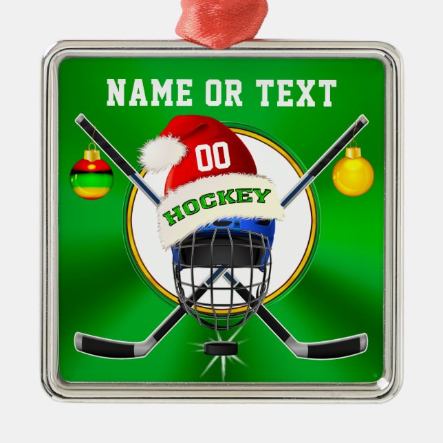 Ornements de Noël de hockey unique, personnalisées (Devant)
