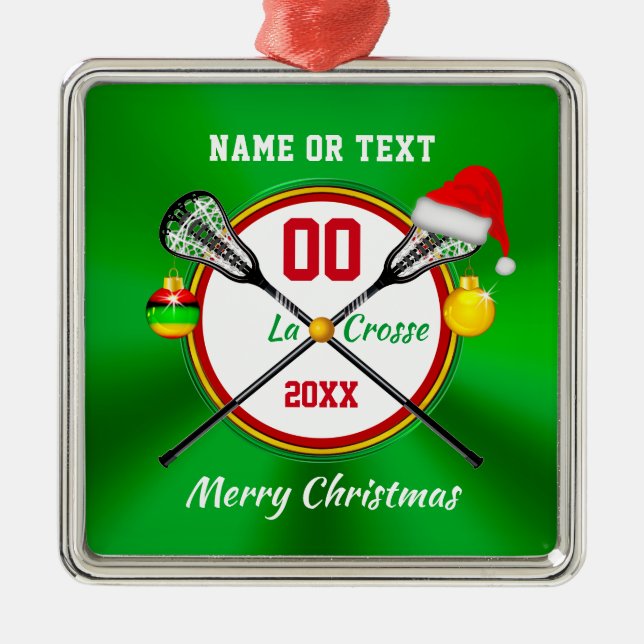 Ornements de Noël de lacrosse personnalisés par (Devant)