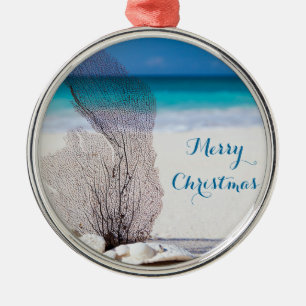 Ornements de Noël de plage Corail de métal rond