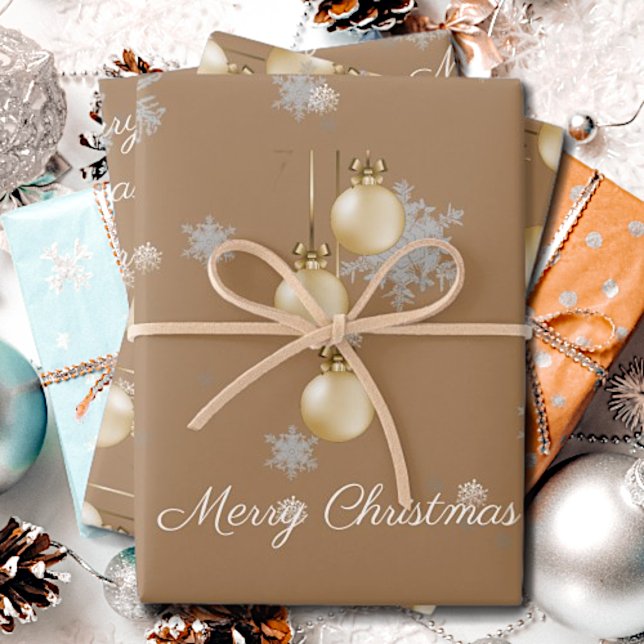 Ornements de Noël d'or Enveloppement feuilles de p (Gold Christmas Ornaments Wrapping Paper Sheets)