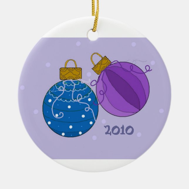 Ornements de Noël en bleu et violet (Devant)