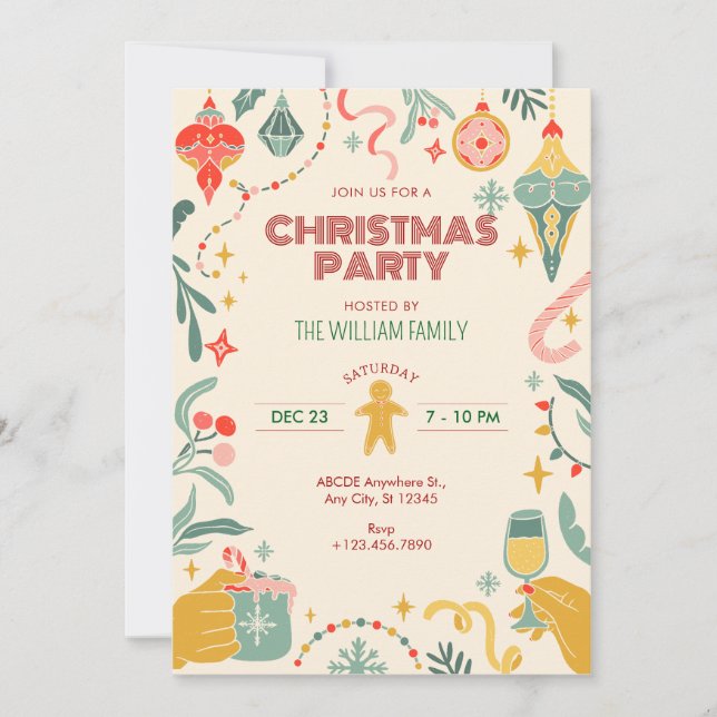 Ornements de Noël Invitation (Devant)