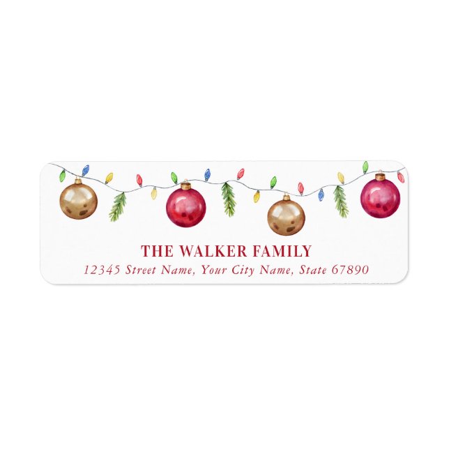Ornements de Noël Légers Retourner l'adresse Étiqu (Devant)