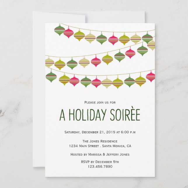 Ornements de pendaison - Invitation de fête de vac (Devant)