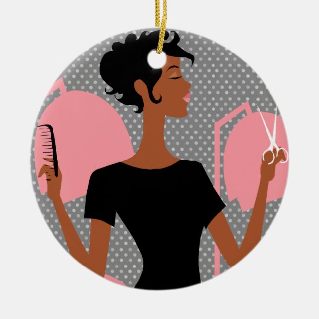 Ornements en céramique de Noël de coiffeur (Devant)