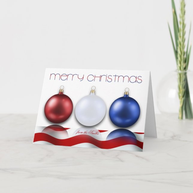 Ornements et carte de Noël patriotiques de drapeau (Devant)