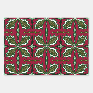 Ornements floraux vintages en feuilles de Noël