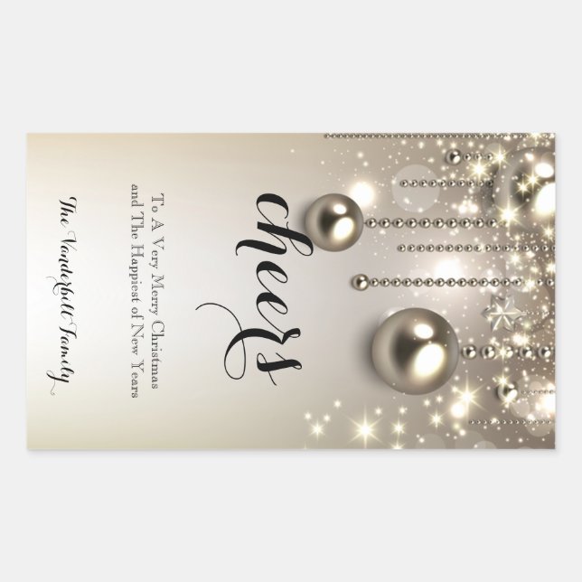 Ornements métalliques Noël Vin bouteille Étiquette (Devant)