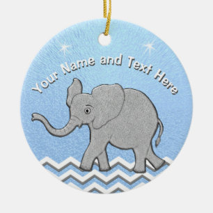 Ornements personnalisés de Noël d'éléphant de bébé