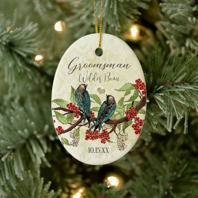 Ornements Red Vintage Bird Groomsman (Arbre)