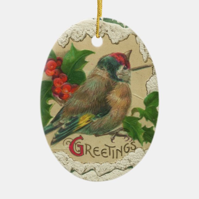 Ornements victoriens de Noël d'oiseau de neige (Devant)