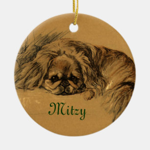 Ornements vintages de Noël de Pekingese