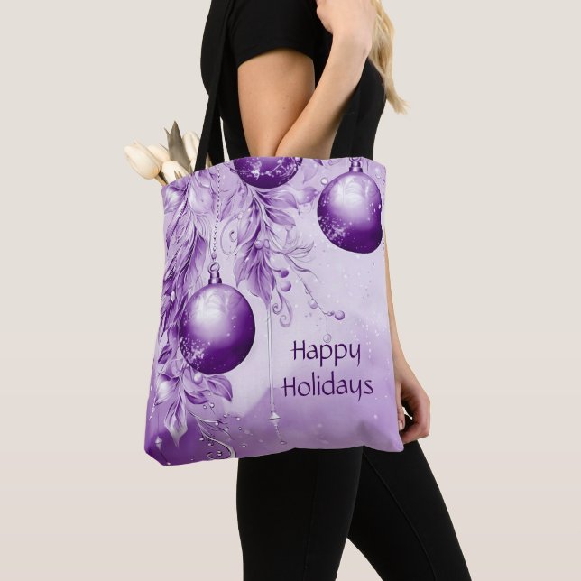 Ornements violets Sac fourre-tout de Noël (De près)