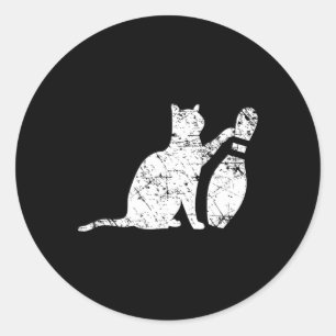 Ornery Alley Cat Tipping Bowling Pin Funny Team Gi Classic Round Sticker