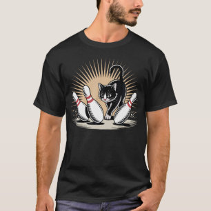 Ornery Alley Cat Tipping Pins Funny Bowling Attir T-Shirt