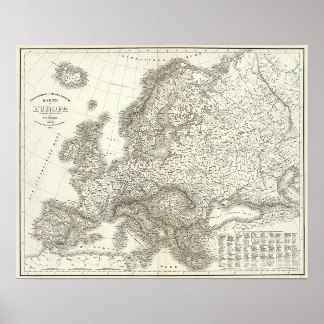Orograph Europa - Physical Map of Europe Poster (Front)