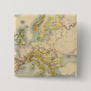 Orographic map of Europe 2 Inch Square Button