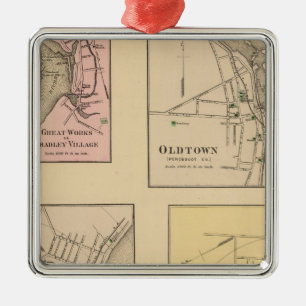 Orono, Great Works, Oldtown, Bucksport Metal Ornament