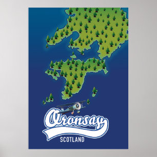 Oronsay Scotland island map  Poster