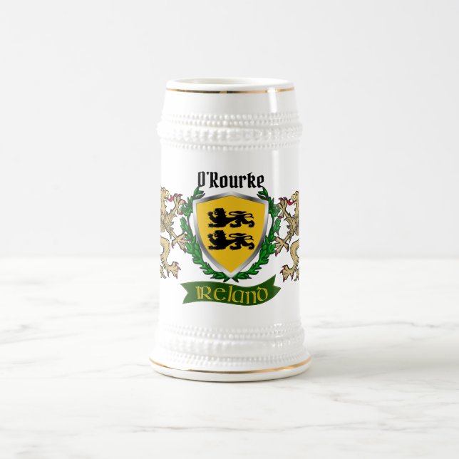O'Rourke/Rourke Irish Shield Beer Stein (Center)