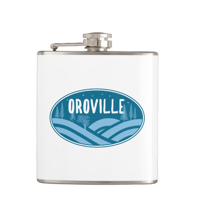 Oroville California Outdoors Hip Flask (Front)
